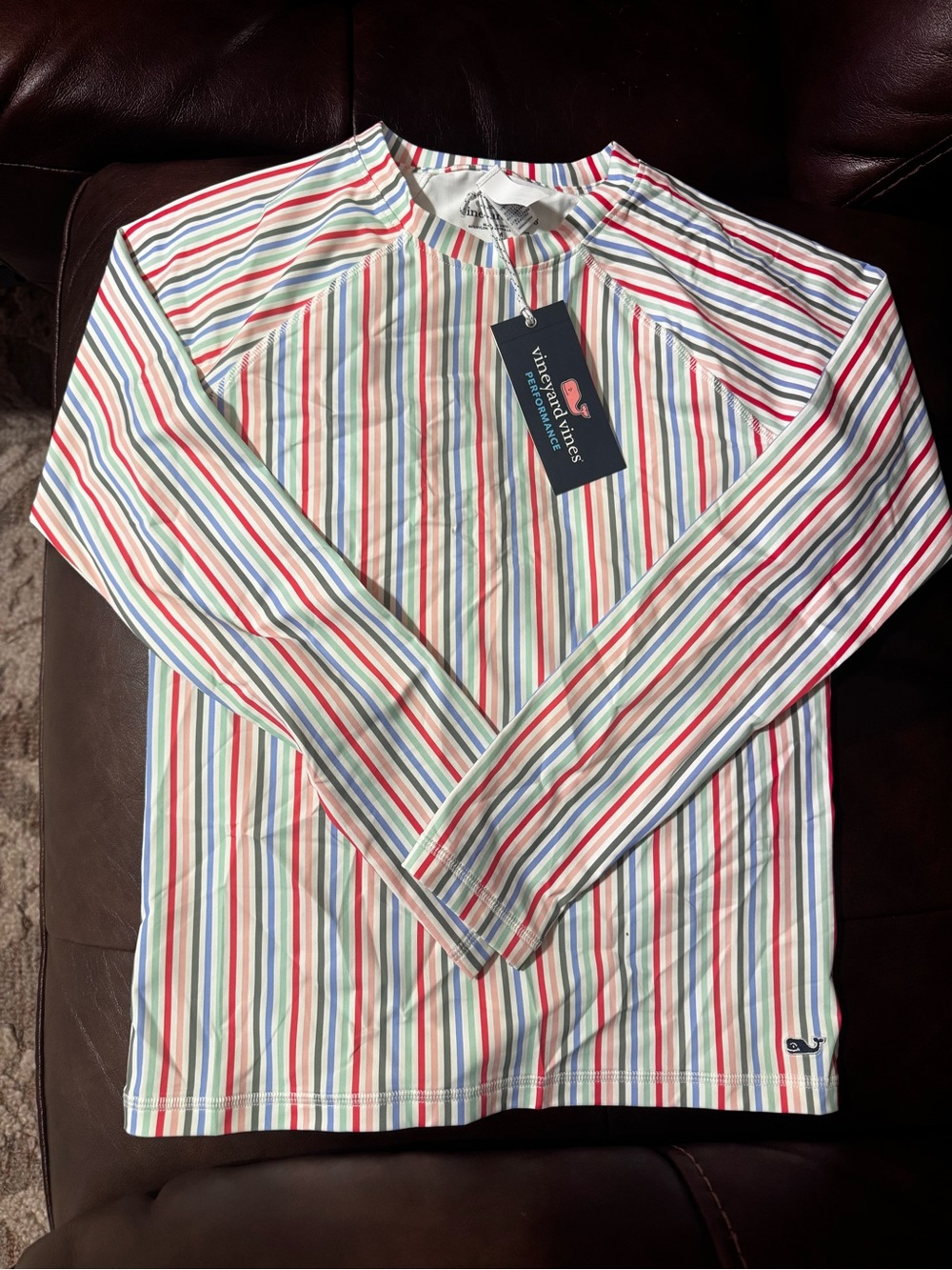 Vineyard Vines Kids Multi-Stripe Long-Sleeve Swim Shirt - White/Multi Rash Guard